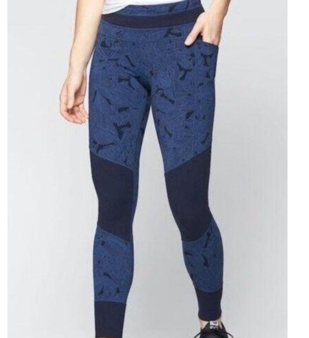 Athleta Full Length Tropical Side Pocket Leggings Blue Size XS